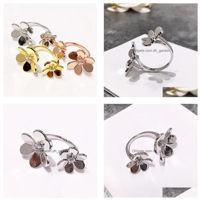 cluster rings cubic zircon flower for women trendy luxury environmental copper crystal statement party accessories