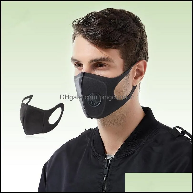 unisex face mask mouth masks with breathing valve three dimensional black respirator earloop reusable dustproof 6 98mh uu