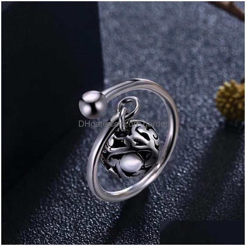 cluster rings vintage women ancient silver open 925 sterling hollow ball charm for lady party fine jewelry festival gift