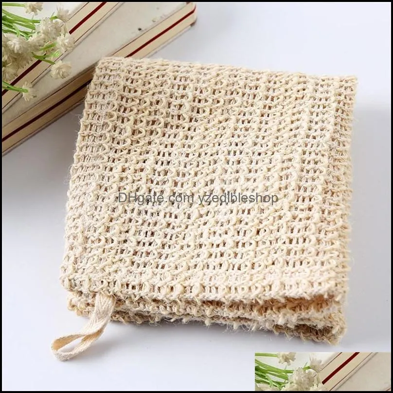 25cm natural hemp sisal soap pouch mesh towels face and body exfoliating cloth