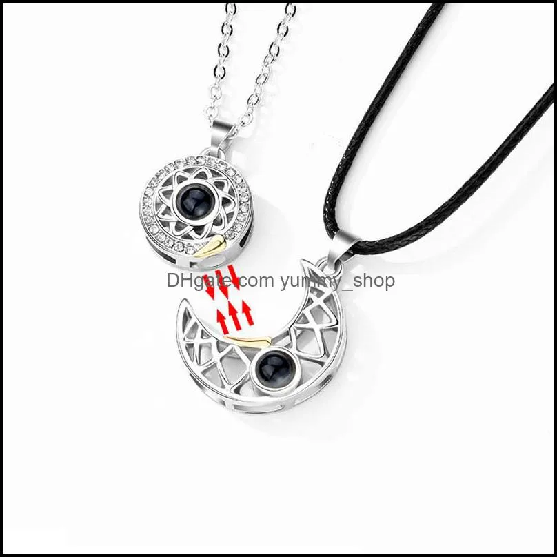 100 languages i love you necklace projection pendant sun and moon love memory confession necklace couple valentines day gift