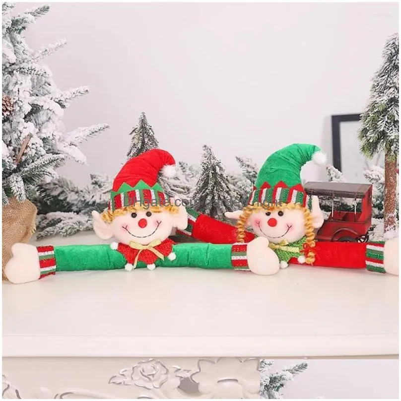 christmas decorations window curtain tiebacks cute elf doll hook holder for home holiday xmas ornament accessories