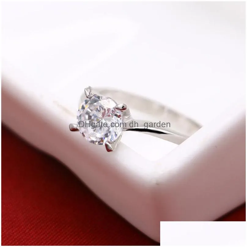 cluster rings high quality classic womens 925 sterling silver ring cubic zircon wedding jewelry gift box