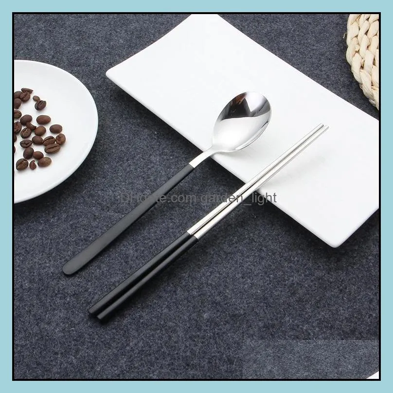 flatware sets 18/10 korean stainless steel chopsticks spoon set long handle nonslip dessert spoons dinnerware setflatware