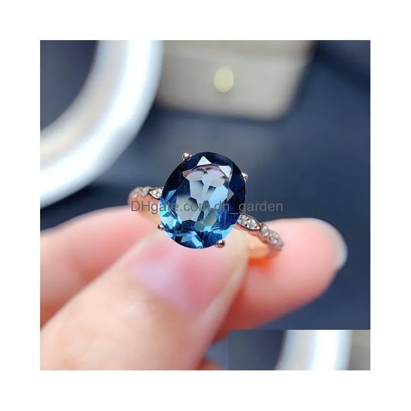 cluster rings moonrocy trendy cubic zirconia blue crystal wedding cz oval silver color jewelry womes girls gift drop wholesale