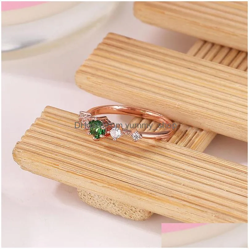 fashion jewelry womens simple diamond ring copper tail ring