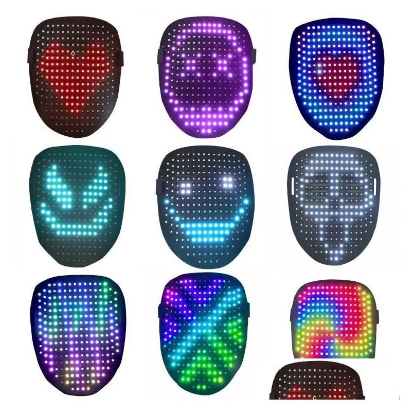 party masks 2022 halloween led mask luminous mask 25 dynamic pictures 25 still picturess facechanging induction party dance bar atmosphere