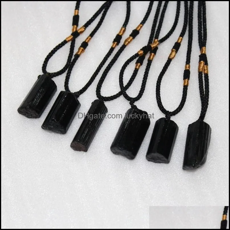 pendant necklaces fashion women black energy tourmaline stone necklace crystal gem specimenpendant