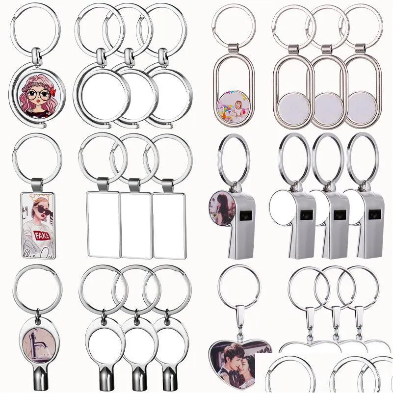 favor heat transfer blank sublimation metal printable diy double sided keychain gift