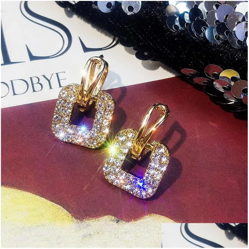 fashion jewelry geometry diamond crystal rhinstone earrings cute dangle stud earrings