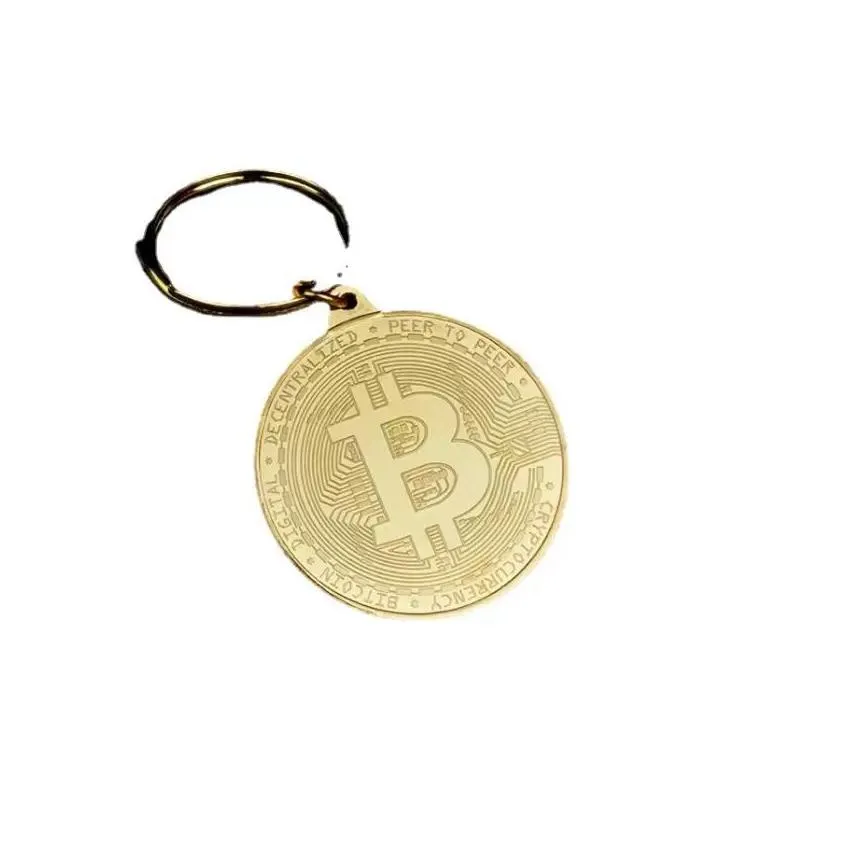 coin keychain gold plate token key chain novelty party favor metal keyring commemorative souvenir gift