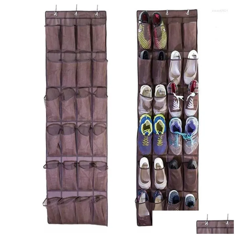 storage boxes 24 pocket non woven hanging bag door holder home shoes organizing with hooks space saver