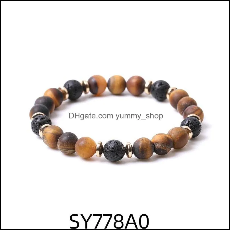 8mm matte tigers eye stone beads hematite lava stone strand bracelets for women men yoga buddha energy jewelr yummyshop