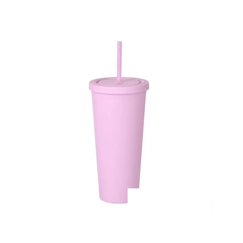 dhs 22oz tumblers matte colored acrylic tumblers with lids and straws double wall plastic resuable cup tumblers