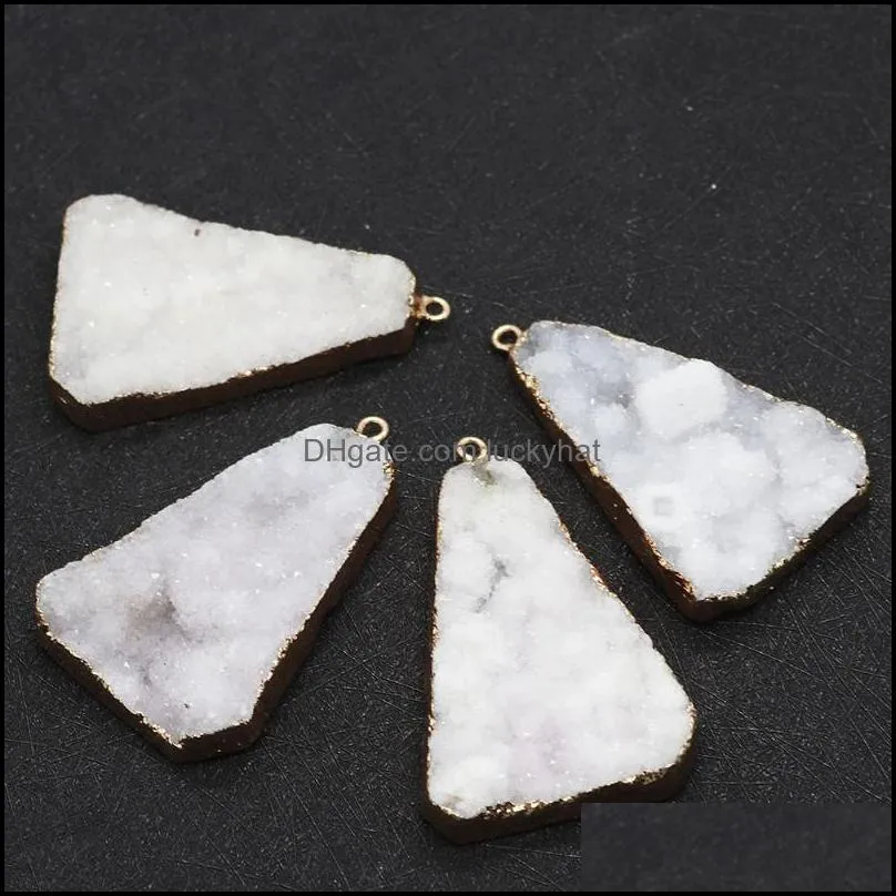 pendant necklaces natural crystal triangle copper clad pyramid white jewelry ladies casual making necklace diypendant