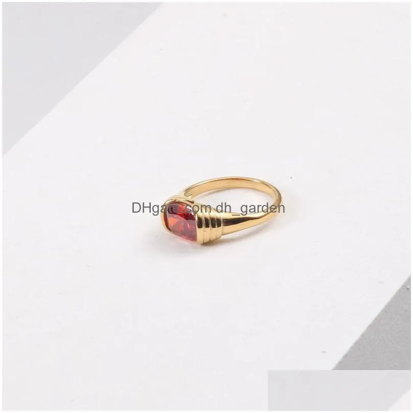 cluster rings stainless steel zircon minimalist designer ring gift for womens wedding gothic gold joyeria de acero inoxidable