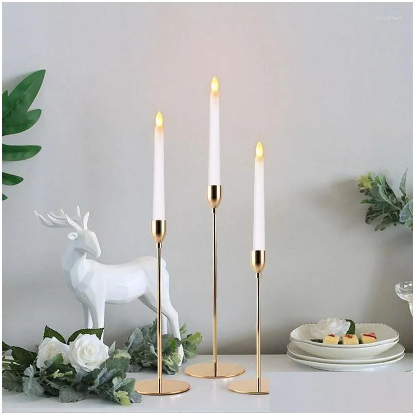 candle holders 3 pcs/ set candlestick european metal holder simple golden wedding decoration bar party table living room