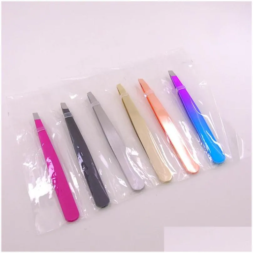 dhs high quality stainless steel tip eyebrow tweezers face hair removal clip brow trimmer makeup tools in stockl
