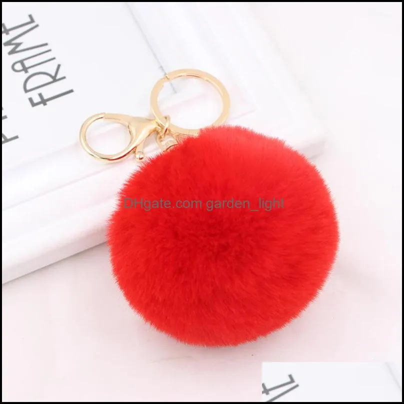 8cm fluffy faux rabbit fur ball keychains car handbag girls school bag key ring cute pompom key chain jewelry accessories