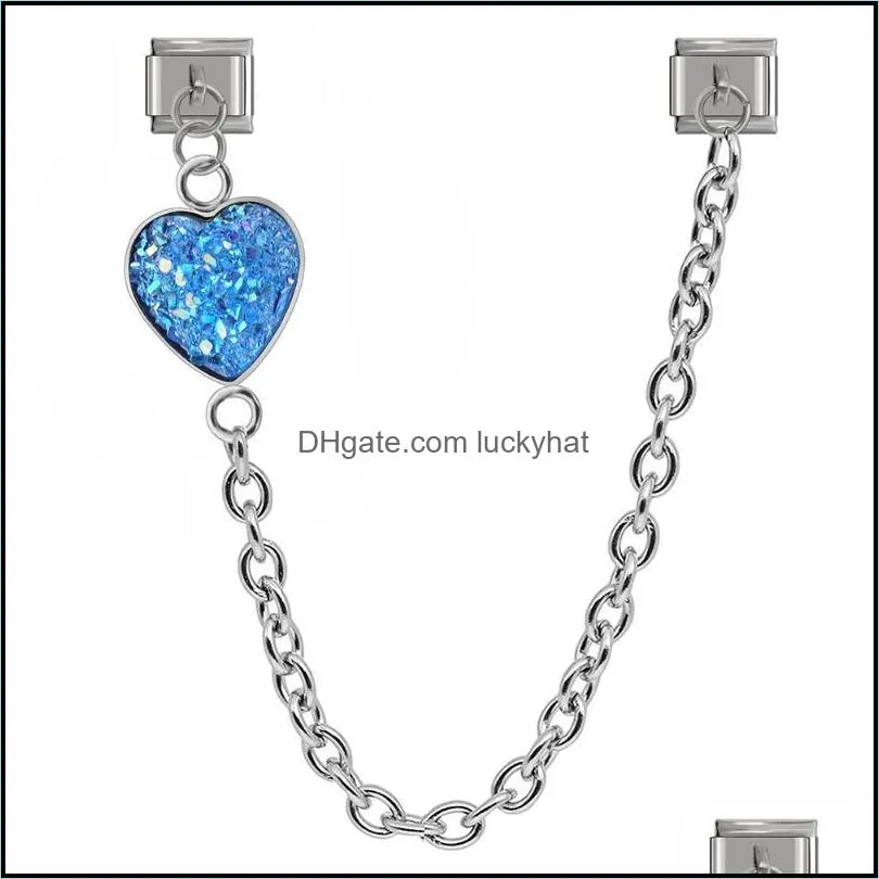 charms hapiship original design sweet romantic heart chain link italian charm fit 9mm bracelet stainless steel making jewelry dj285