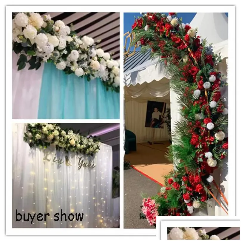 50cm diy artificial flower row acanthosphere eucalyptus wedding home background decor flowers rose peony hydrangea plant mix arch table