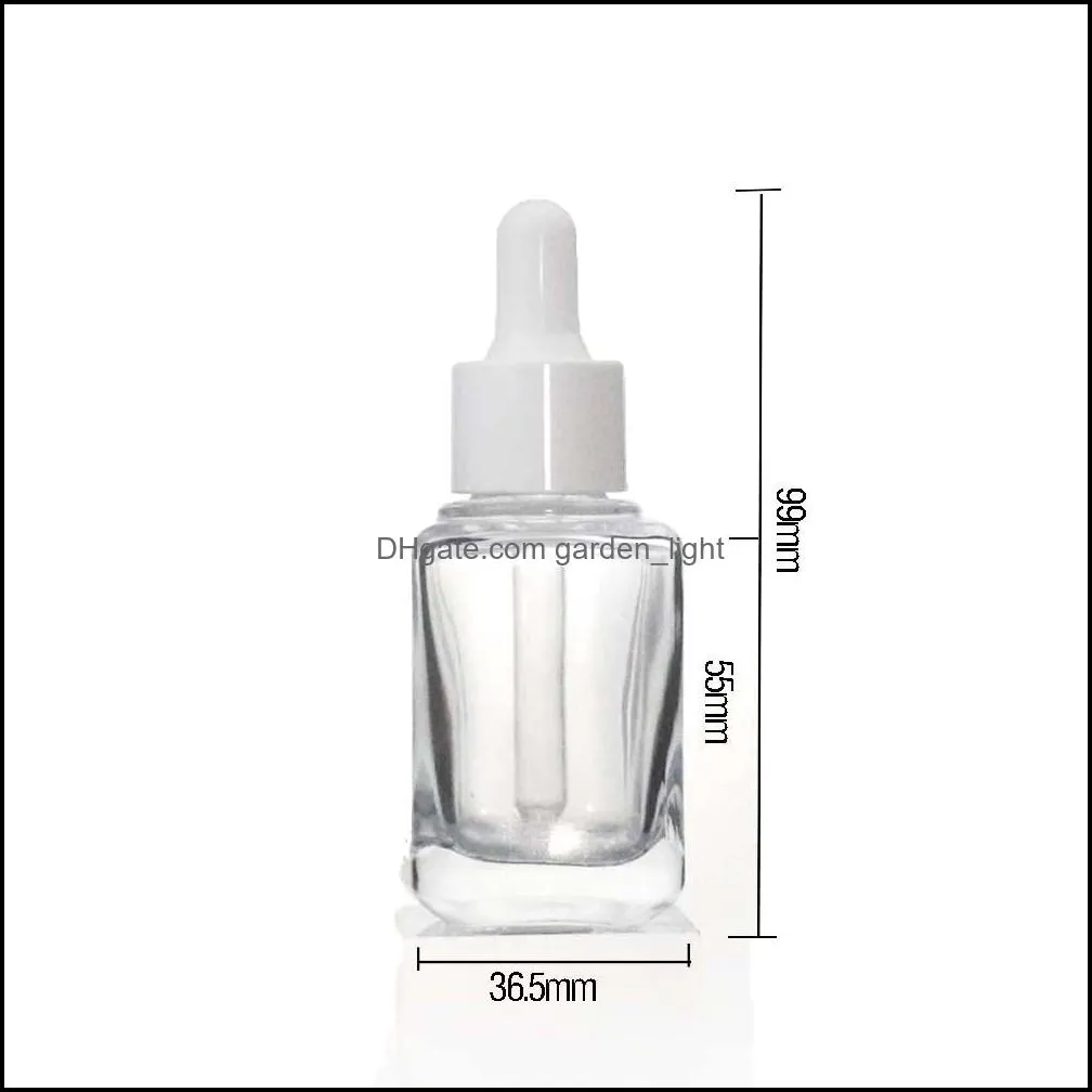 square glass essential oil perfume bottles pipette eye dropper bottle 30ml in gradient blue red and clear logo uv printing start from