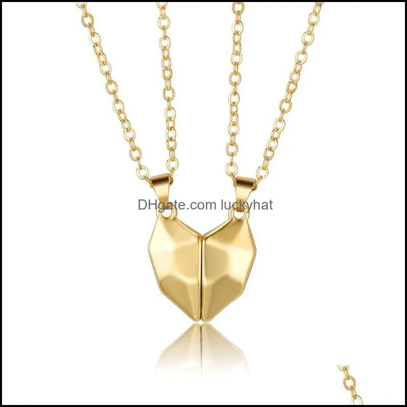 pendant necklaces pcs/set exquisite lovers necklace magnetic distance faceted heart jewelry charm decoration gift for girls boys m22