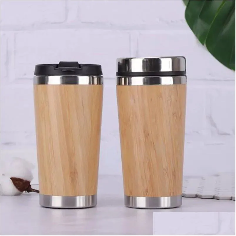 450ml bamboo vacuum cup 304 stainless steel inner water bottles car insulation coffee cups outdoor travel portable water mug