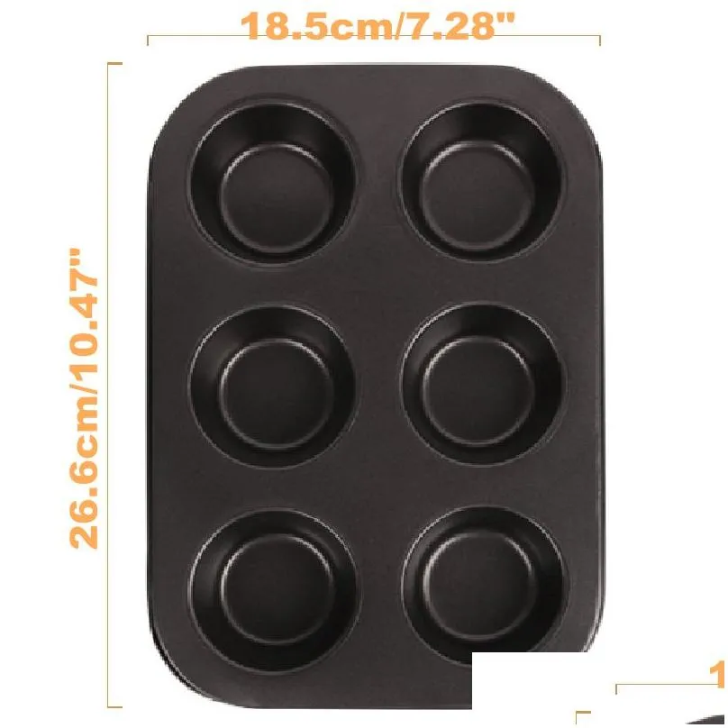 mini muffin 6 holes moulds set carbon steel round mold diy cupcake  fondant baking pan nonstick pudding steamed cake molds baking tool