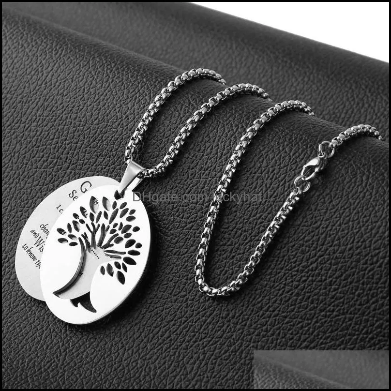 pendant necklaces stainless steel silver tree of life vintage oval necklace men women chain amulet charm jewelry accessories