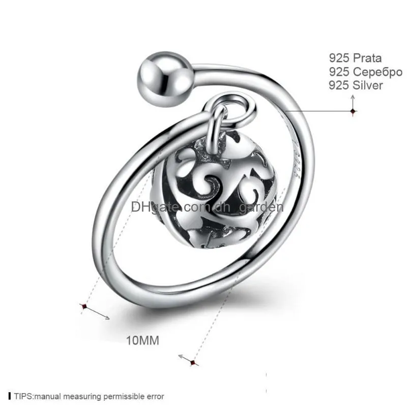 cluster rings vintage women ancient silver open 925 sterling hollow ball charm for lady party fine jewelry festival gift