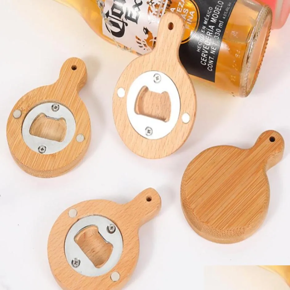 customize logo wood beer opener with magnet wooden and bamboo refrigerator magnet magnetic bottle openers in stock