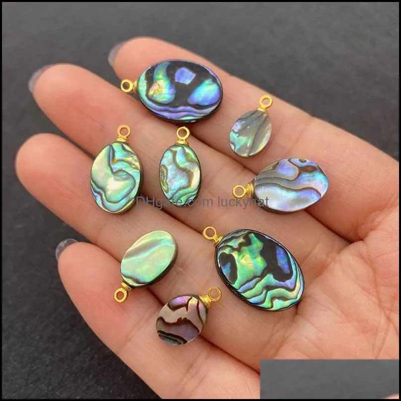 charms high quality natural colorfulwork shell abalone oval pendant ornament for jewelry making diy necklace accessorycharms