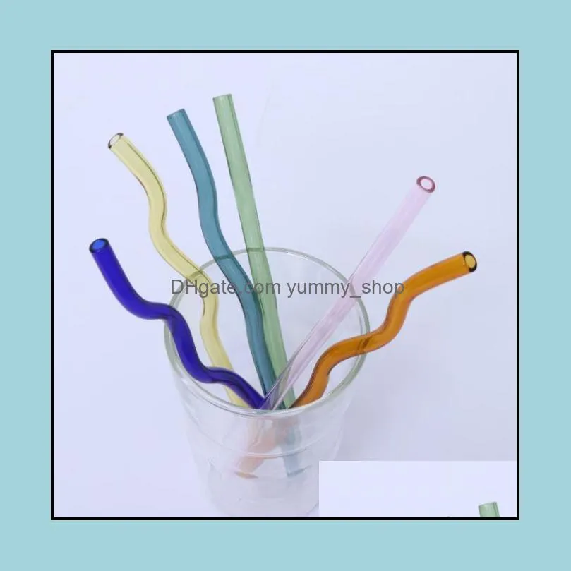 200mm reusable eco borosilicate glass drinking straws high temperature resistance clear colored bent straight milk cocktail straw