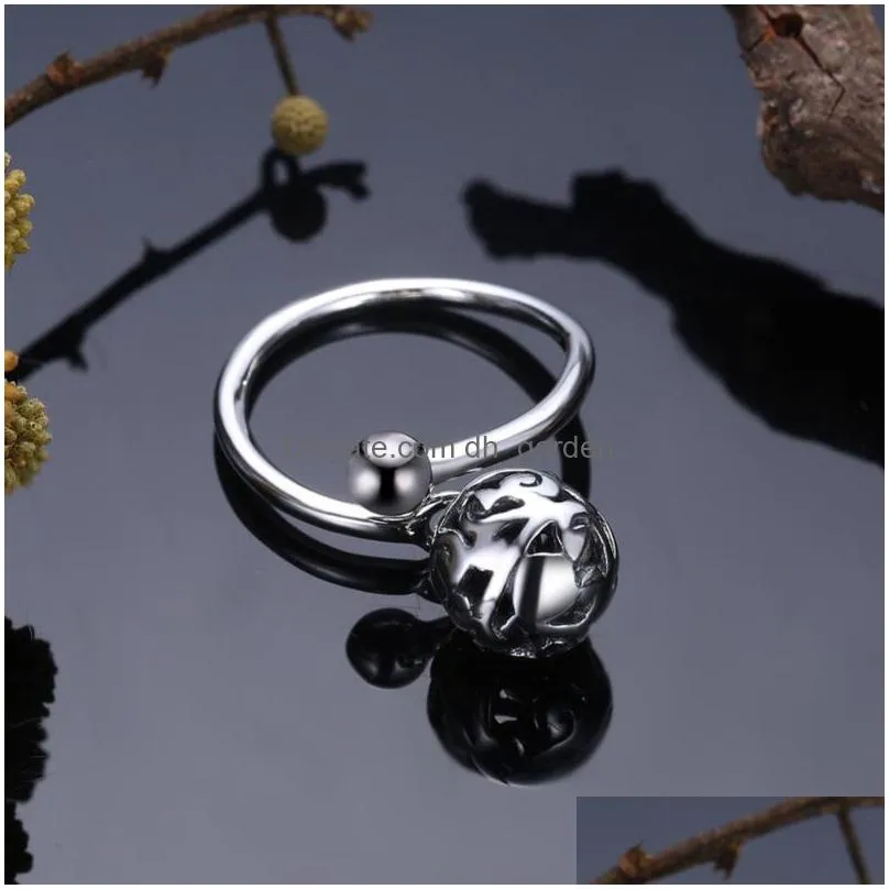 cluster rings vintage women ancient silver open 925 sterling hollow ball charm for lady party fine jewelry festival gift