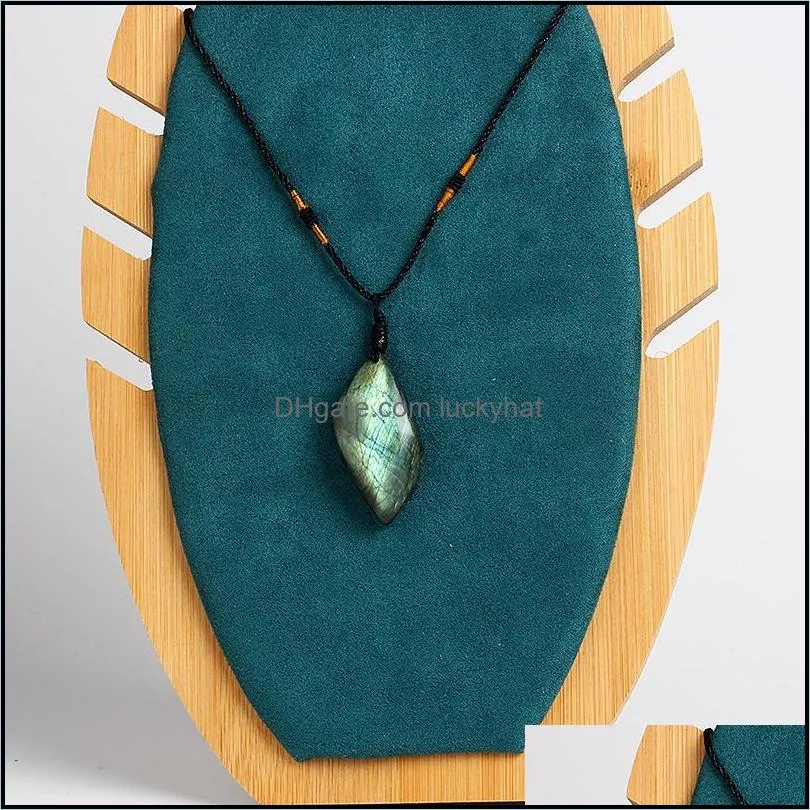 pendant necklaces classic natural labradorite moonstone stone pendants sunlight shaped energy women men healing jewelry