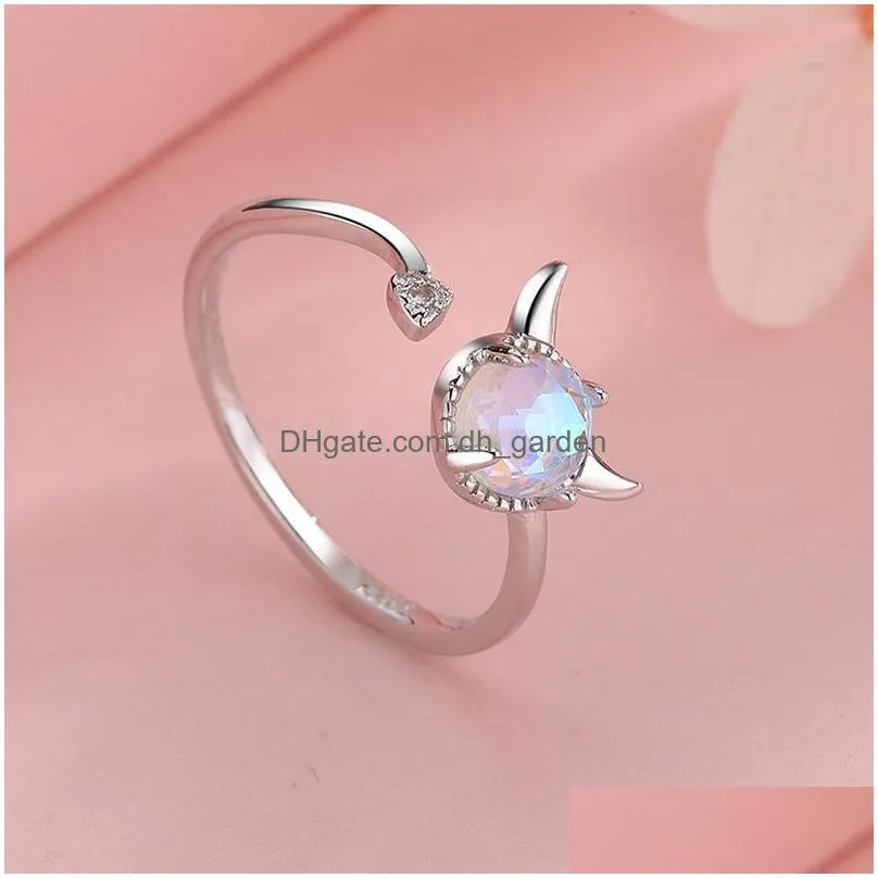 cluster rings trend 2021 fashion adjuestable size cute devil ring silver 925 zircon charm jewelry sweet party girl gifts