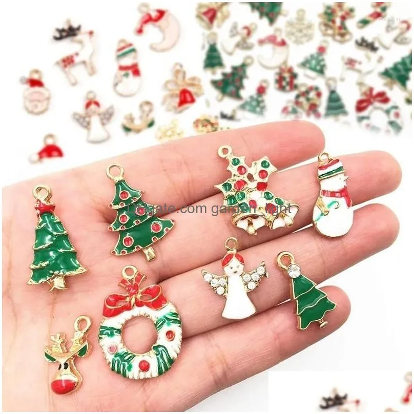 christmas decorations 1021pcs enamel alloy pendant mixed ornaments for jewelry making diy bracelet earrings craft