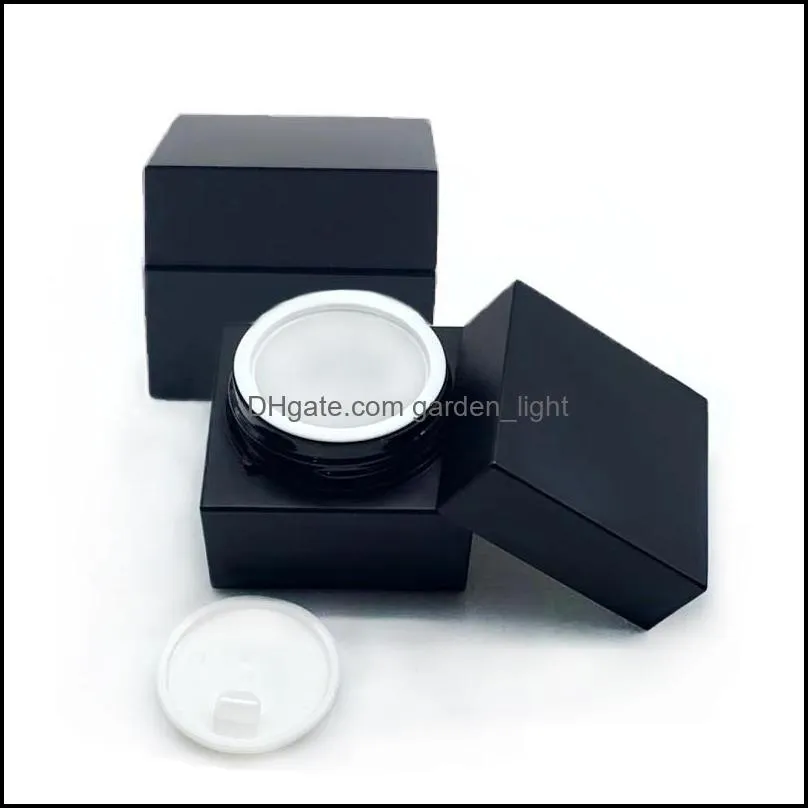 matte black gel nail polish jars 5ml square acrylic cream bottle empty 5g cosmetic jar for painted glue powder