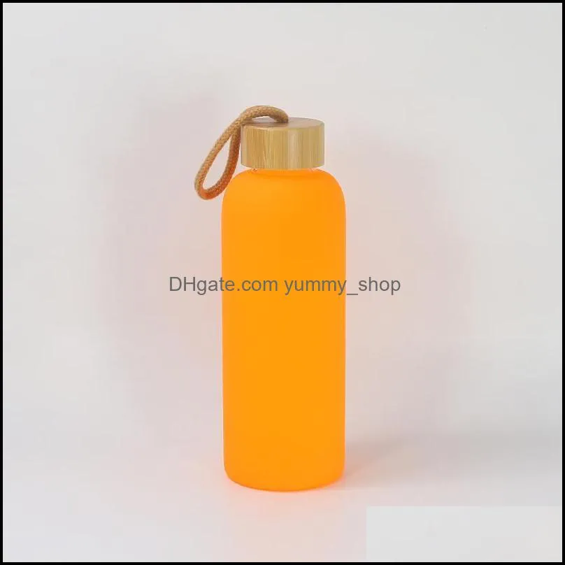 delivery 750ml sublimation frosted water bottle glass mug matte glass juice bottles with bamboo lid blank tumbler travel mugs