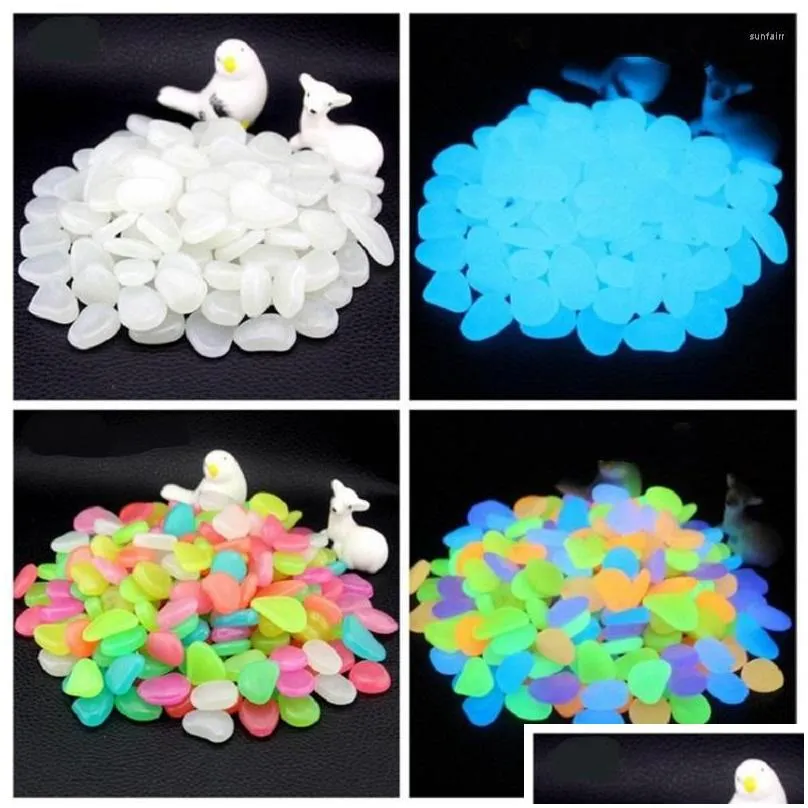 garden decorations 500pcs glow in the dark luminous pebbles for walkways plants aquarium decor stones fish tank decoration