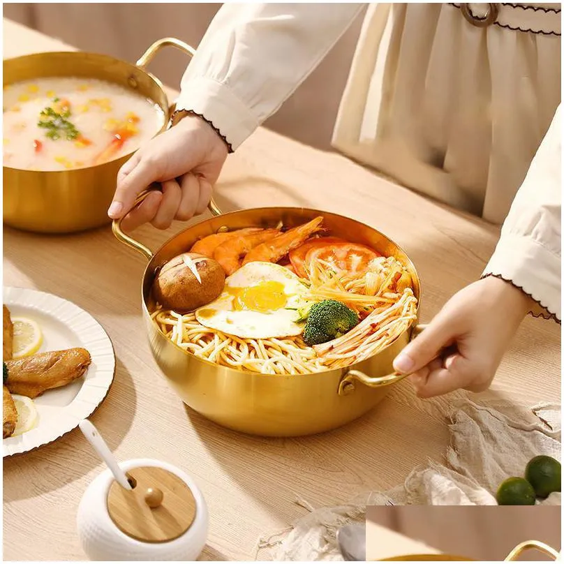 other dinnerware korean stainless steel ramen pot seafood gold crayfish stove dry portable cooking tools kitchen cookware