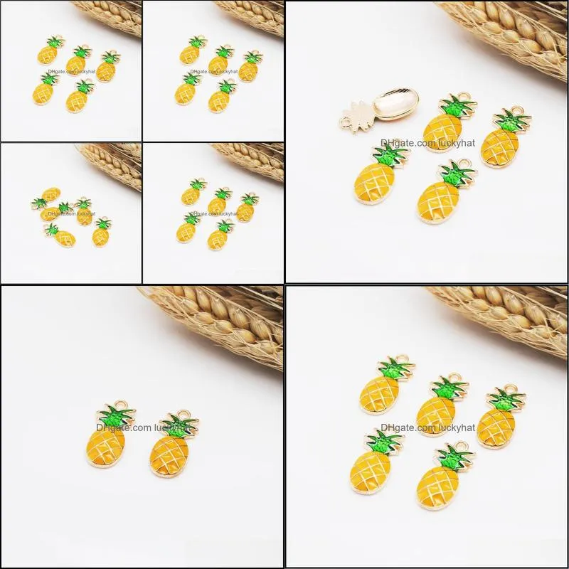 charms 20pcs/pack 11.5 24.5mm lovely fruite pineapple pendant for earrings drop alloy jewelry making findings handmade enamel