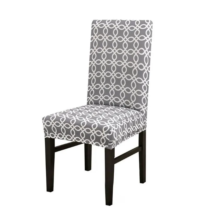 chair covers lychee geometric print cover grey elastic dining room seat protector for wedding party banquetchair