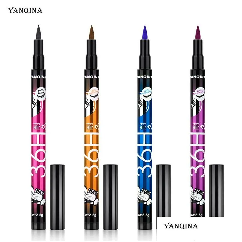 yanqina 36h makeup eyeliner pencil waterproof black eyeliner pen no blooming precision liquid eye liner 12pcs/set