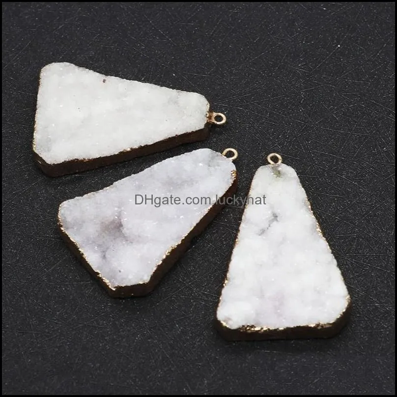 pendant necklaces natural crystal triangle copper clad pyramid white jewelry ladies casual making necklace diypendant