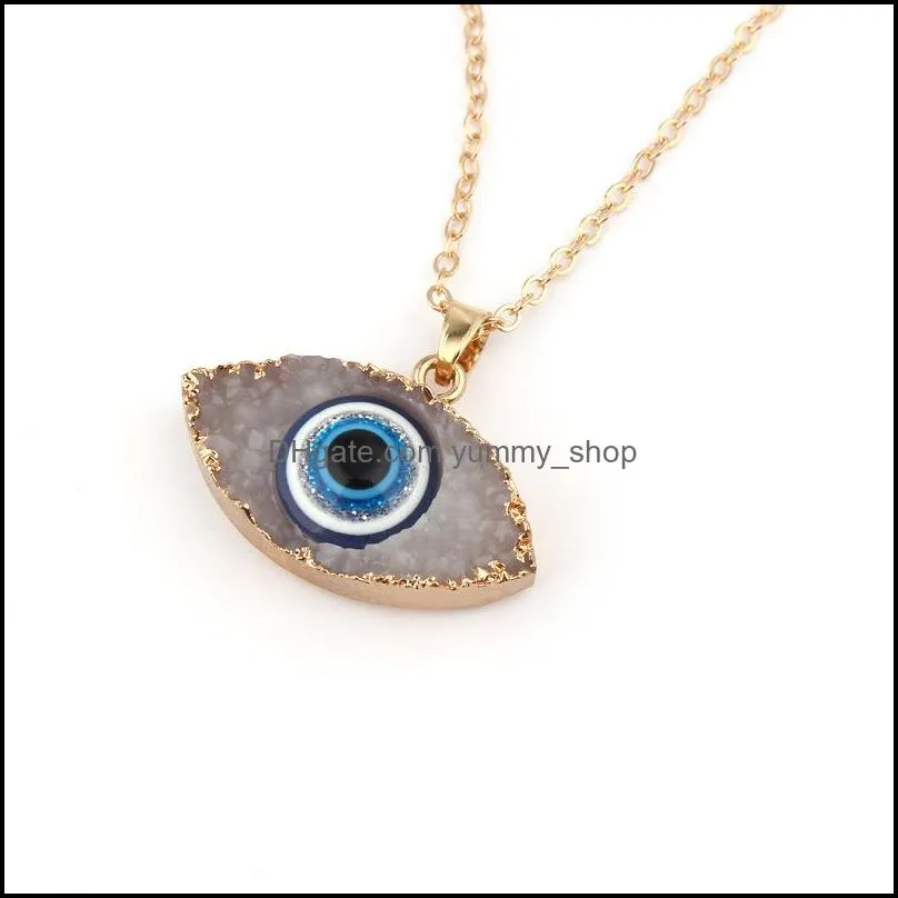simple evil eye pendant necklace women resin handmade clavicel chains necklaces for female christmas imitation natural stone necklace