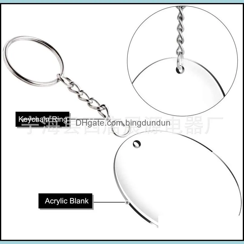 creative keyring decoration 5cm blank discs acrylic key chain transparent disc diy round shape clear keychains 104 k2