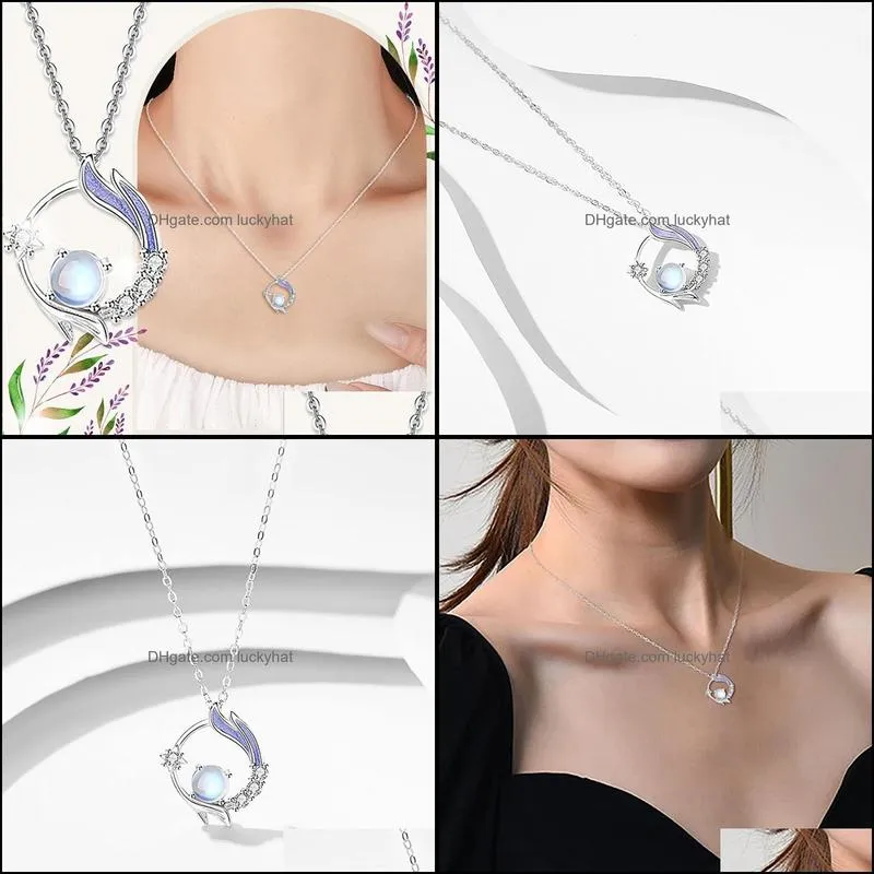charms womens pendant necklaces collarbone chain necklace jewelry gift adjustable chinese style moonstone eig88charms