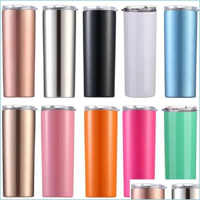 20 oz skinny water bottle double wall stainless steel insulated vacuum tumblers straight coffee beer cup